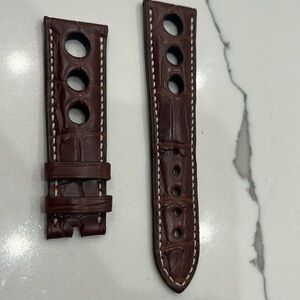 Authentic Chopard 20MM Croco Men’s Watch Strap Band Brown White stitching Matte